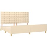  Posteljni okvir z vzglavjem krem 200x200 cm blago, (20904818) | Shoptok.si