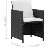  9-dijelni vrtni blagovaonski set od poliratana s jastucima crni | shoptok.hr
