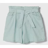 United Colors Of Benetton Otroške lanene kratke hlače turkizna barva