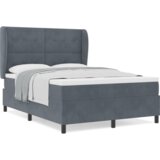 Box Spring Krevet s Madracem Tamnosiva 140x190 cm Baršun | shoptok.hr