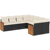 Maison Chic Seti vrtnega pohištva - Vrtna garnitura - Vrtni pohištvo set 8-delna z blazinami črn poli ratan, (21799211) | Shoptok.si