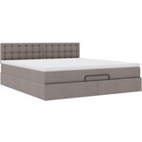  Otomanski krevet s madracem i LED smeđesivi 180x200 cm tkanine | shoptok.hr