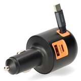 Nedis CCH1C1A60WBK - Auto punjač sa uvlačivim kablom PD 30W 2xUSB-C + 1xUSB-A | Eponuda.com