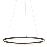 QAZQA Dizajnerska obročna viseča svetilka črna 80 cm z LED in zatemnilnikom - Anello | Shoptok.si