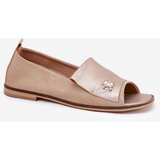 Zazoo Leather Elegant Ballet Flats With Open Toes Beige 1865 | Shoptok.si