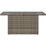vidaXL Vrtna miza s stekleno ploščo siva 100x55x73 cm poli ratan | Shoptok.si