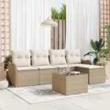 vidaXL 6-delnim Vrtni Kavč Set s Blazinami Rjav Poli Ratan | Shoptok.si