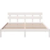vidaXL Posteljni okvir z naslonjalom Bela 180x200 cm Trden les Bor | Shoptok.si
