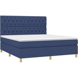  Box spring postelja z vzmetnico modra 160x200 cm blago, (20892630) | Shoptok.si