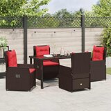  Vrtni set za objed s jastukom 5 pcs Smeđa Poli ratan | shoptok.hr