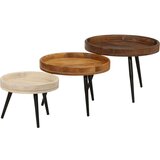  Okrogle klubske mizice 3 kosi trden mangov les | Shoptok.si