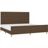  Posteljni okvir z vzglavjem temno rjav 200x200 cm blago, (20906970) | Shoptok.si