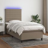 vidaXL Krevet box spring s madracem LED smeđesivi 100x200 cm tkanina Cijene