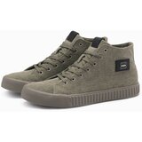 Ombre Men's high-top sneakers with decorative piping - brown Cene
