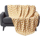 HOMESCAPES Bombažna pletena odeja Mustard Chevron, 150x200 cm, (20750292) Cene