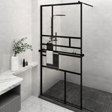 The Living Store pregrada za tuš s polico črna 115x195 cm esg steklo in aluminij - stena za tuš, (21751470) | Shoptok.si