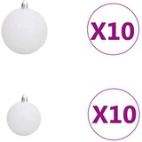  Umjetno osvijetljeno božićno drvce s kuglicama bijelo 210 cm | Shoptok.si