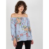 Fashion Hunters Lady's blouse with flowers - blue | Shoptok.si