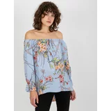 Fashionhunters Lady's blouse with flowers - blue
