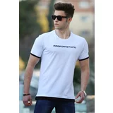 Madmext Men's Printed White T-Shirt 4479