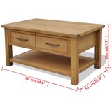  Stolić za kavu od masivne hrastovine 88 x 53 x 45 cm | shoptok.hr