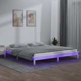  LED okvir kreveta bijeli 150 x 200 cm bračni od masivnog drva | shoptok.hr