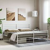 vidaXL Kovinski posteljni okvir z vzglavjem in vznožjem bel 193x203 cm | Shoptok.si