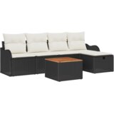 vidaXL 6-delni vrtni kavč set z blazinami Črn poli ratan | Shoptok.si