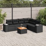  7-dijelni set vrtnih sofa od poliratana s jastucima crni Cijene