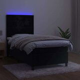  Krevet box spring s madracem LED crni 100x200 cm baršun | shoptok.hr