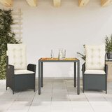  3-dijelni vrtni blagovaonski set s jastucima od poliratana crni | shoptok.hr