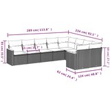  9-dijelni set vrtnih sofa s jastucima crni od poliratana Crna 62 x 62 x 69 cm | shoptok.hr
