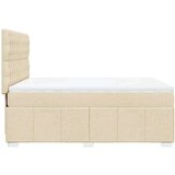 vidaXL Box spring postelja z vzmetnico krem 140x200 cm blago | Shoptok.si
