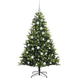 VidaXL Umjetna zložljiva božićna jelka 150 LED Zelena 150 cm PVC in PE Slike