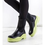 Gemre Black ankle boots with green sole Nester Cene