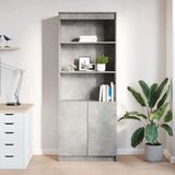 vidaXL Visoka komoda siva betona 70x35x180 cm od konstruiranog drva | shoptok.hr