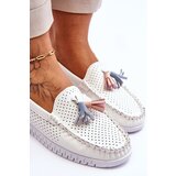 EVENTO Women's Openwork Leather Loafers White Lanzarot | shoptok.hr