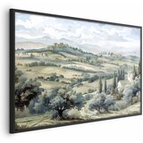 Plakat - Landscape with Sunny Green Fields 90x60 Crni okvir | shoptok.hr
