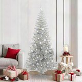 vidaXL Božično drevo med 300 LED z stojalom srebrna 210 cm PET | Shoptok.si