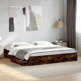 Maison Chic Posteljni okvir - Dvoposteljna postelja - Zakonska postelja s predali dimljen hrast 200x200 cm inž. les, (21696773) | Shoptok.si