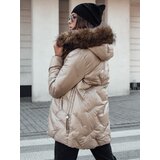 DStreet Kurtka damska CLASSIQ zimowa pikowana z kapturem kamelowa | shoptok.hr