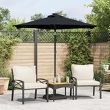 vidaXL Vrtni suncobran s čeličnom šipkom LED crni 225 x 225 x 212 cm Cijene