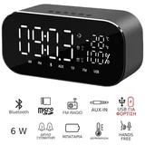 ABTS-S2 Budilica s FM Radio, Bluetooth, HandsFree, USB i microSD – Crna, S Baterijom