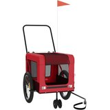 Prikolica za bicikl za ljubimce crveno-crna tkanina i željezo | shoptok.hr