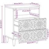  Ormar za krevet Bijelo 50 x 33 x 60 cm Čvrsto drvo manga - Bijelo | shoptok.hr