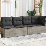 Maison Chic Vrtni kavč - Zunanji kavč z blazinami 4-sedežni siv poli ratan, (22041731) | Shoptok.si