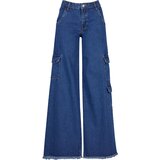 Urban Classics Women's Cargo Jeans with Medium Waist - Blue | Eponuda.ba