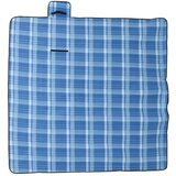 vidaXL Piknik odeja zložljiva modra karirasta 200x200 cm žametna, (21618229) | Shoptok.si