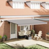 vidaXL Ročna retraktibilna tenda z LED svetlobo svetlo siva 450x350 cm, Tenda za zamenjavo blaga za okvir 4.5x3.5 m svetlo siva Cene