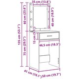  Toaletni stol s LED rasvjetom dimljeni hrast 50x41x135 cm | shoptok.hr